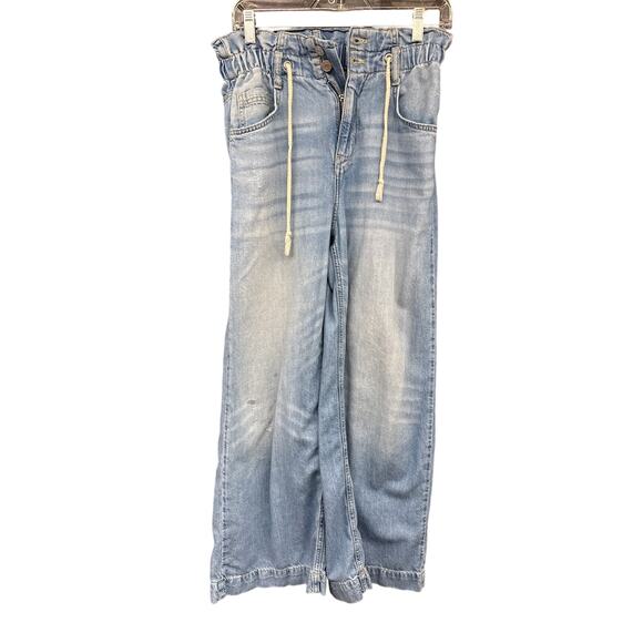 Pilcro Anthropologie Wide Leg Flare Pants 26 Nautical Beach Flowy Buttonfly - Picture 1 of 8